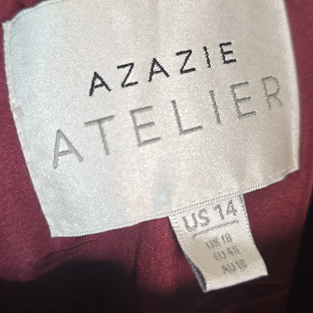 Azazie Denisa Wine Color Floral Burnout Spaguetti Straps Size 14 NwT. - Picture 14 of 16